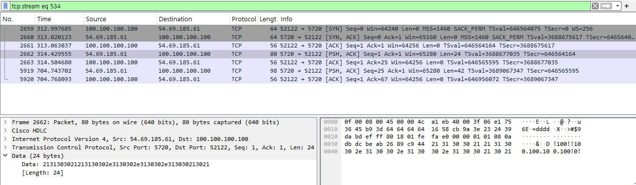 Wireshark 패킷 분석 화면
